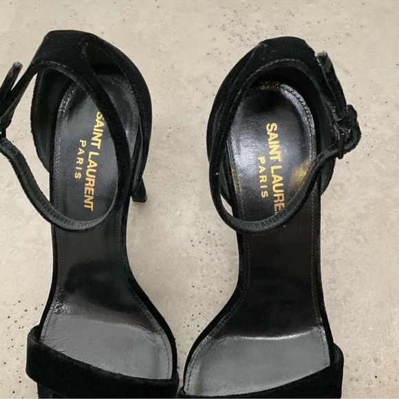 Saint Laurent Velvet Open Toe Heels- 37 - Picture 3 of 9